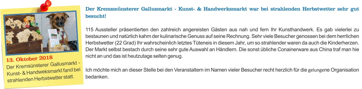 2018.10.13 - Gallusmarkt - Kunst- & Handwerksmarkt - Kremsmnster